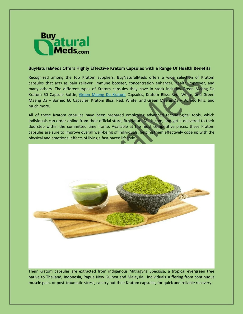 buynaturalmeds offers highly effective kratom