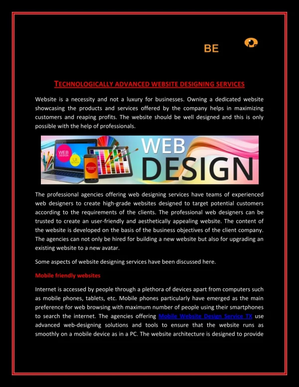 Technologically Advanced Website Designing Services : BEVISIBLE Design