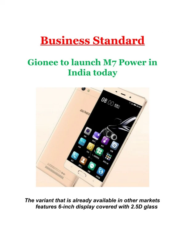 Gionee to launch M7 Power in India today