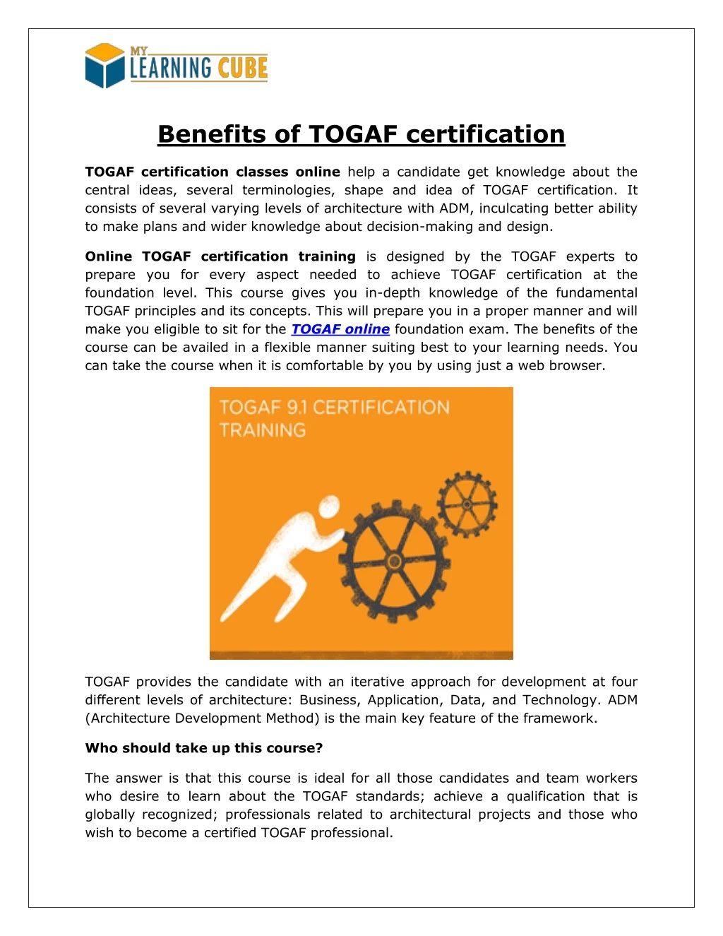 benefits of togaf certification