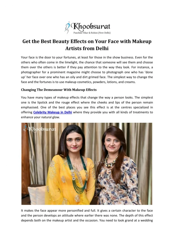 Celebrity Makeup Artist in Delhi