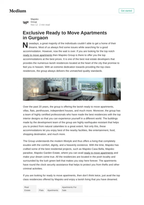 Exclusive Ready to Move Apartments in Gurgaon