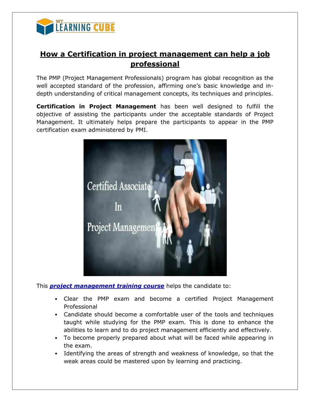 how a certification in project management