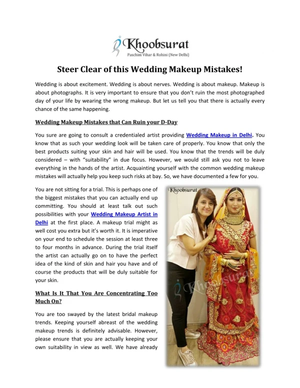 Wedding Makeup Artist in Delhi