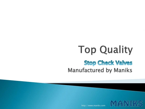 Top Quality Stop Check Valves Manuafactured By Maniks