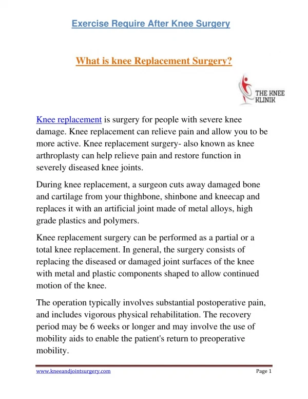 Exercise Require After Knee Surgery | Knee Replacement Surgeon | Dr.Anshu Sachdev