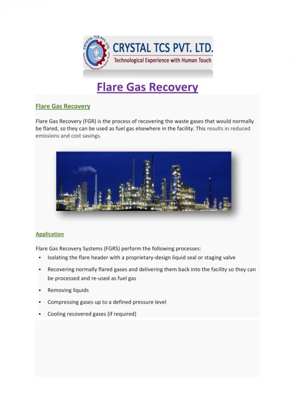 Flare gas recovery System