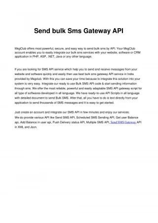 Send bulk Sms Gateway API - slide 1