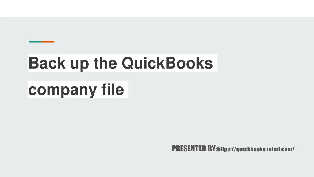 back up the quickbooks company file