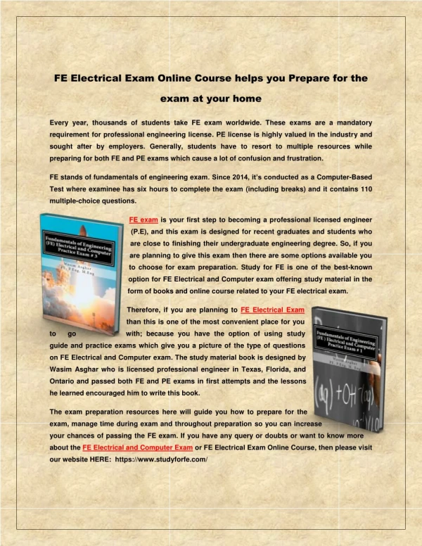 FE Electrical Exam Online Course helps you Prepare for the exam at your home