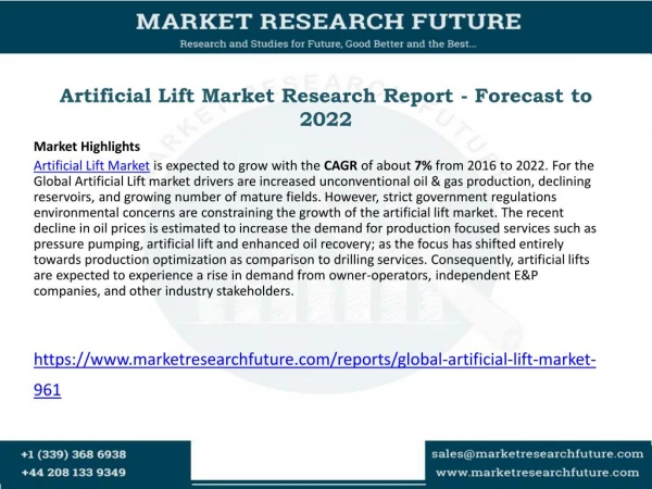 Artificial Lift Market Research Report - Forecast to 2022