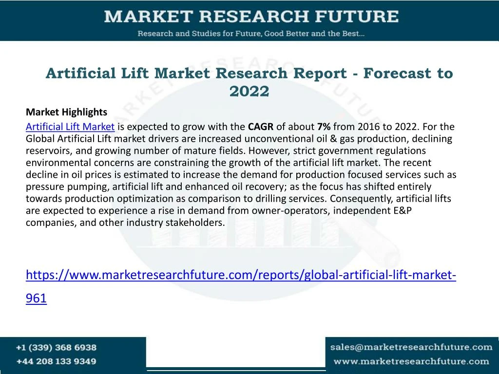 artificial lift market research report forecast to 2022