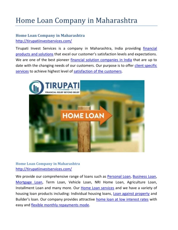 Home Loan Company in Maharashtra