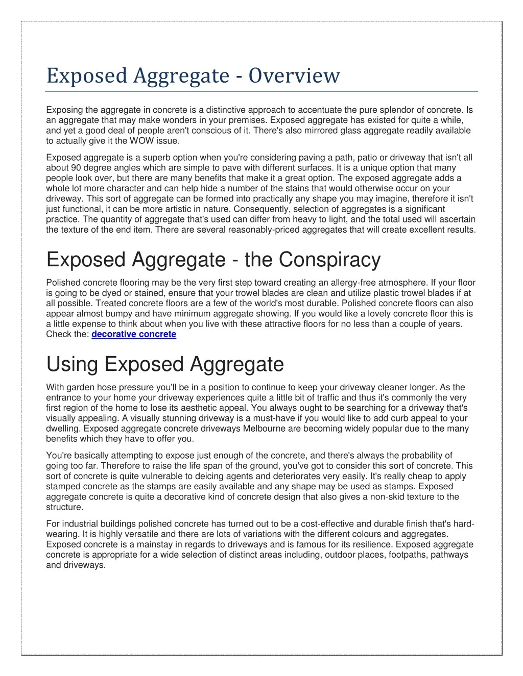 exposed aggregate overview