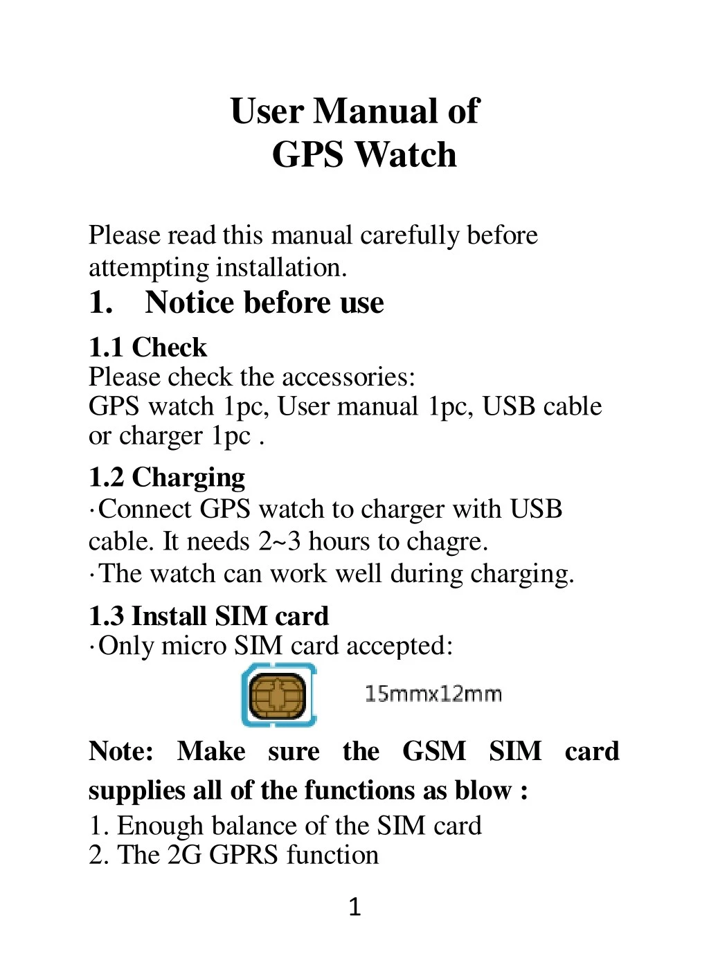 user manual of gps watch