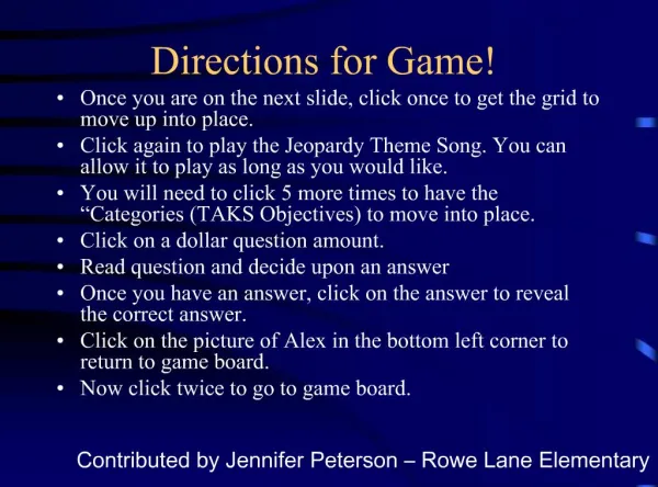 Directions for Game