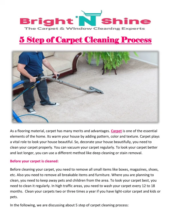 5 Step of Carpet Cleaning Process