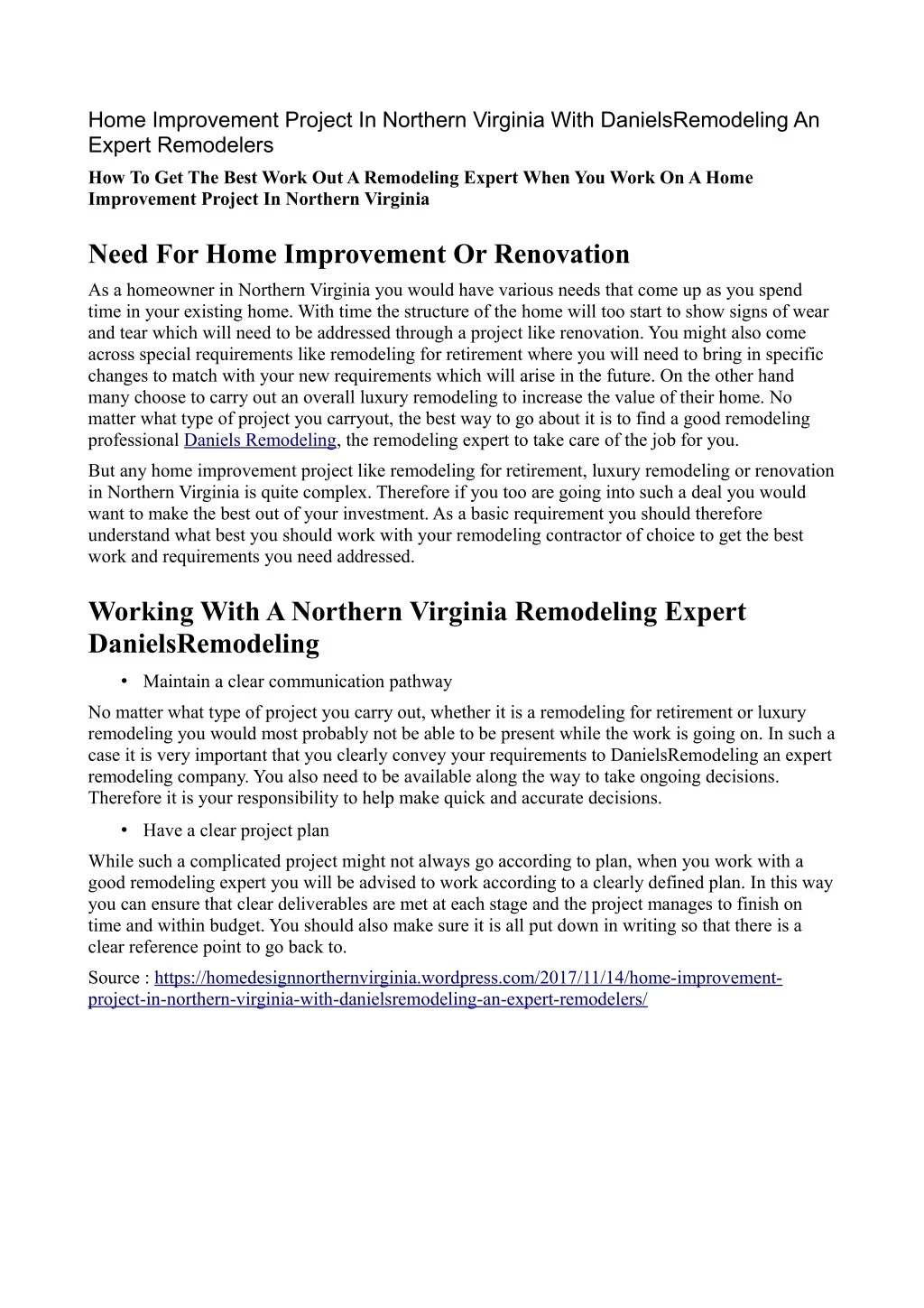 home improvement project in northern virginia
