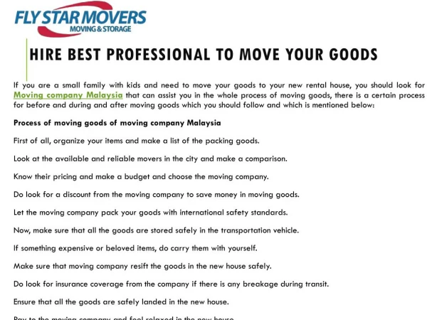 Hire Best Professional to Move Your Goods