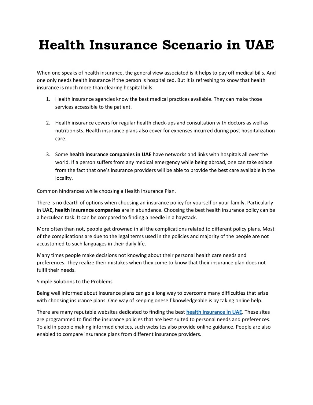 health insurance scenario in uae