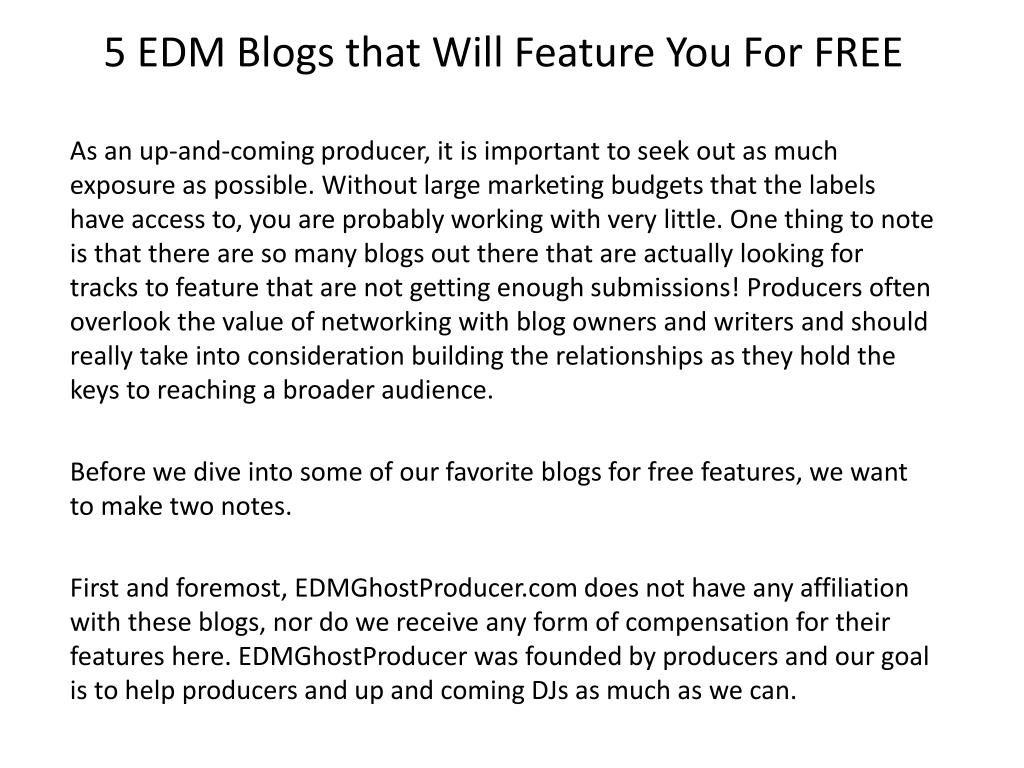 5 edm blogs that will feature you for free