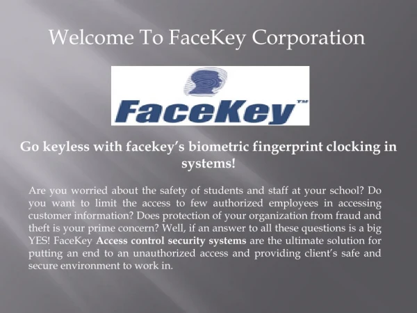 Biometric products- Facekey.com