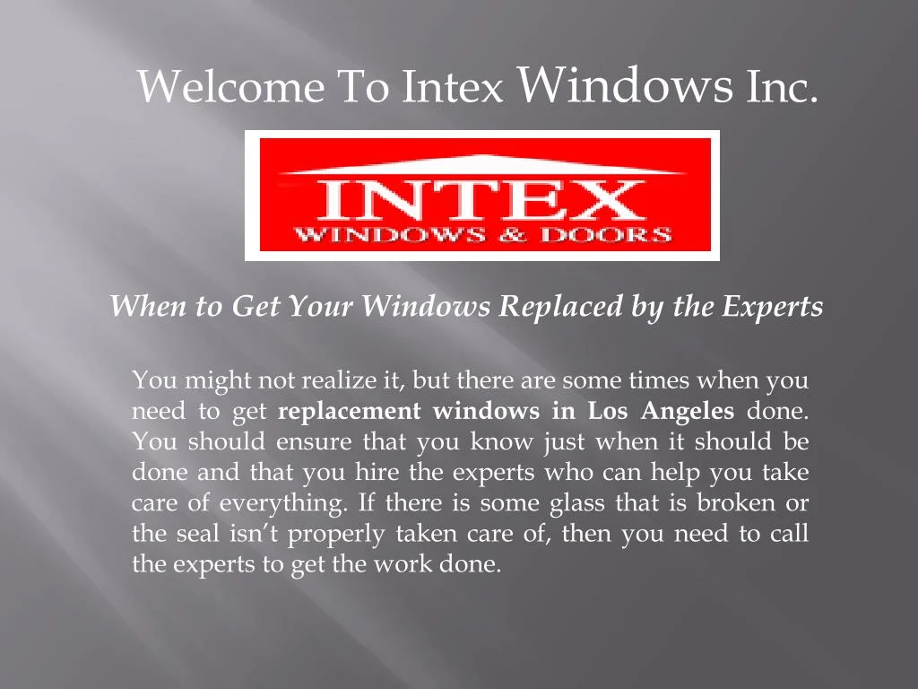 welcome to intex windows inc