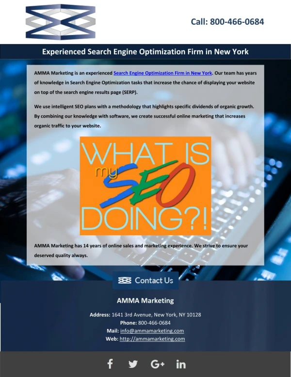 Experienced Search Engine Optimization Firm in New York