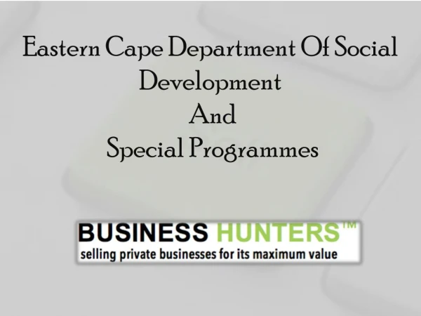 Eastern Cape Department Of Social Development And Special Programmes