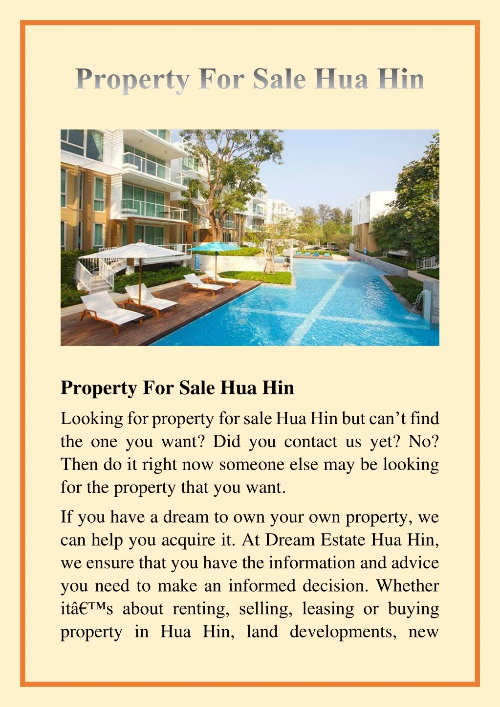 property for sale hua hin looking for property