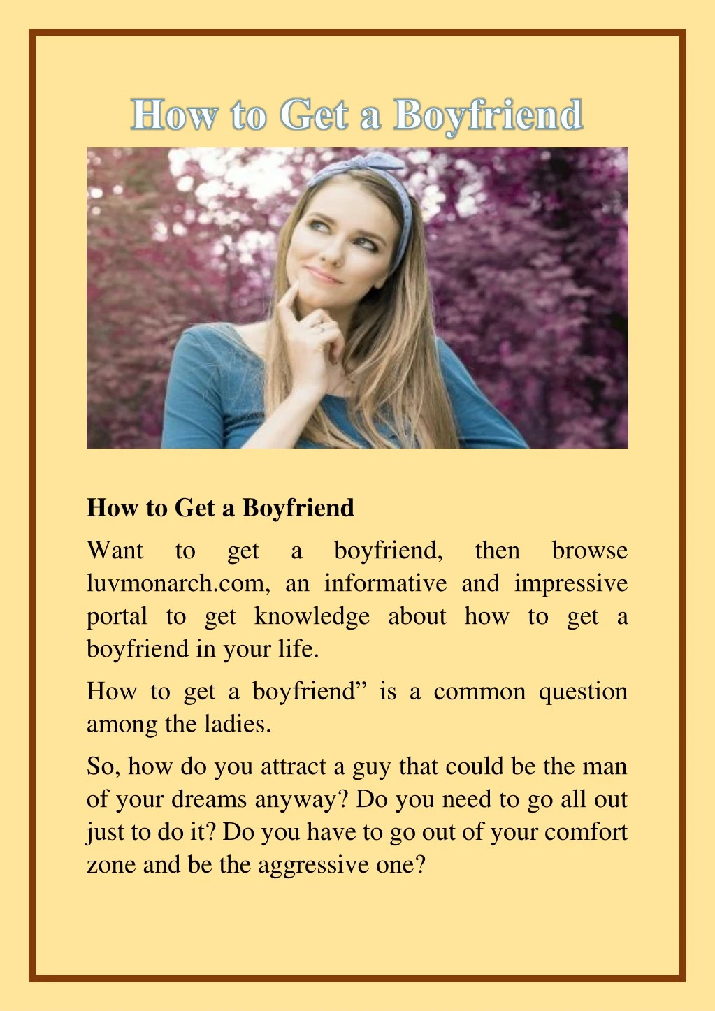 how to get a boyfriend want to luvmonarch