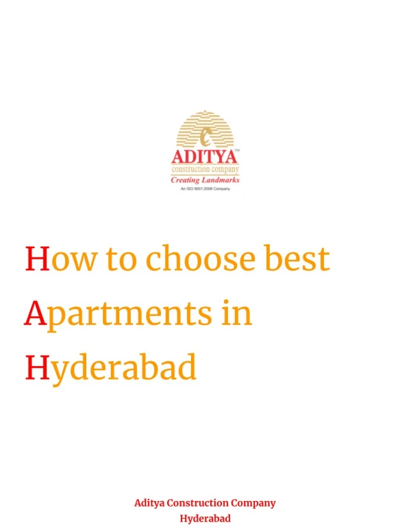 How to choose best apartments in Hyderabad