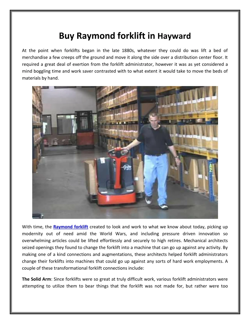 buy raymond forklift in hayward