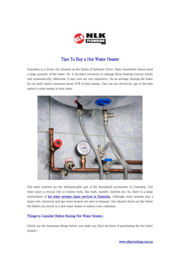 Tips To Buy a Hot Water Heater