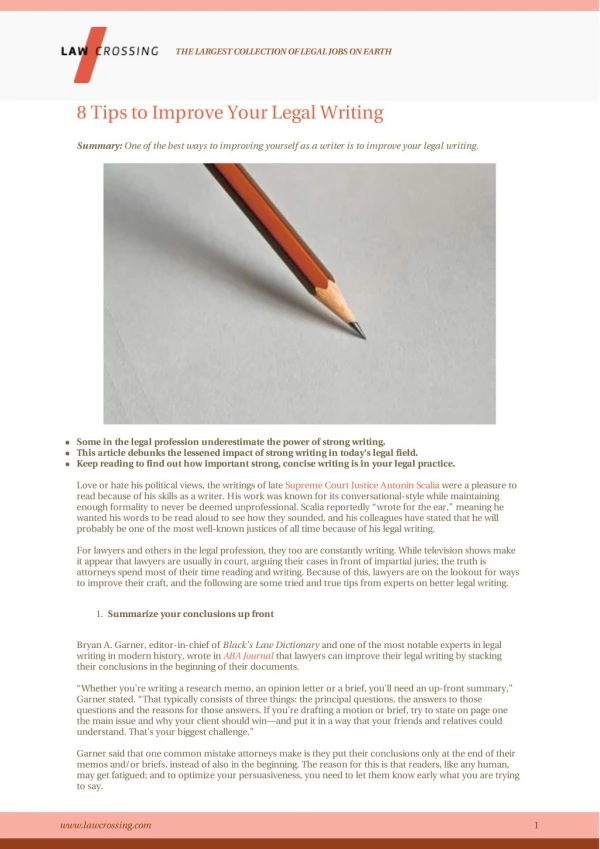 8 Tips to Improve Your Legal Writing