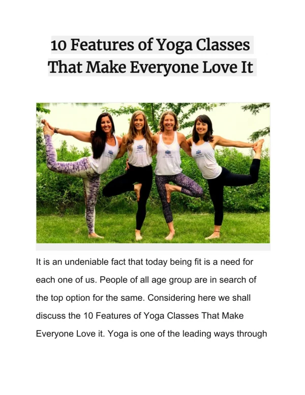 10 Features of Yoga Classes That Make Everyone Love It