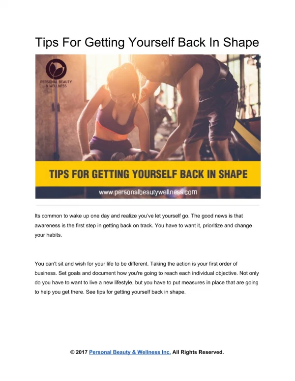 Tips For Getting Yourself Back In Shape