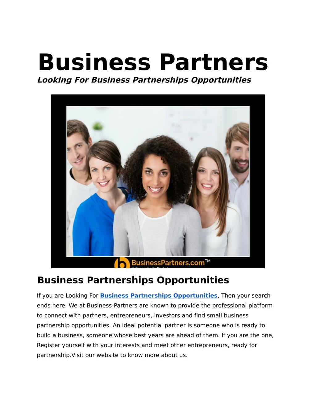 business partners looking for business