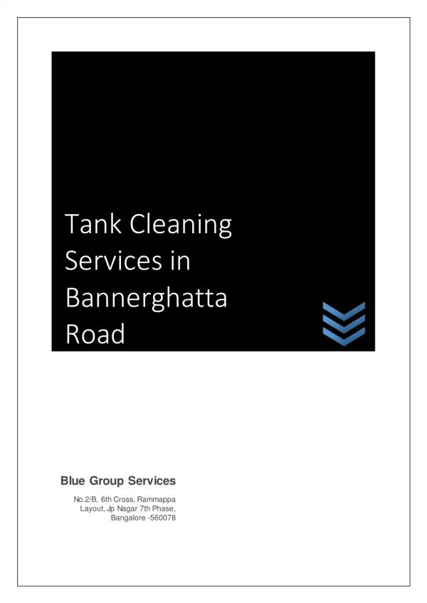 Tank Cleaning Services in Bannerghatta Road, Blue Group Service Bangalore