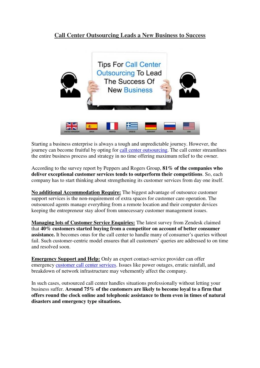 call center outsourcing leads a new business