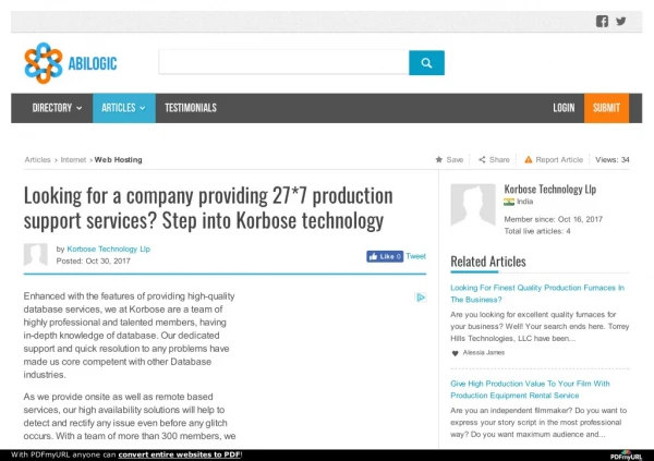 Looking for a company providing 27*7 production support services? Step into Korbose technology
