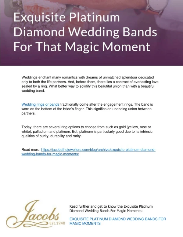 Exquisite Platinum Diamond Wedding Bands For Magic Moments
