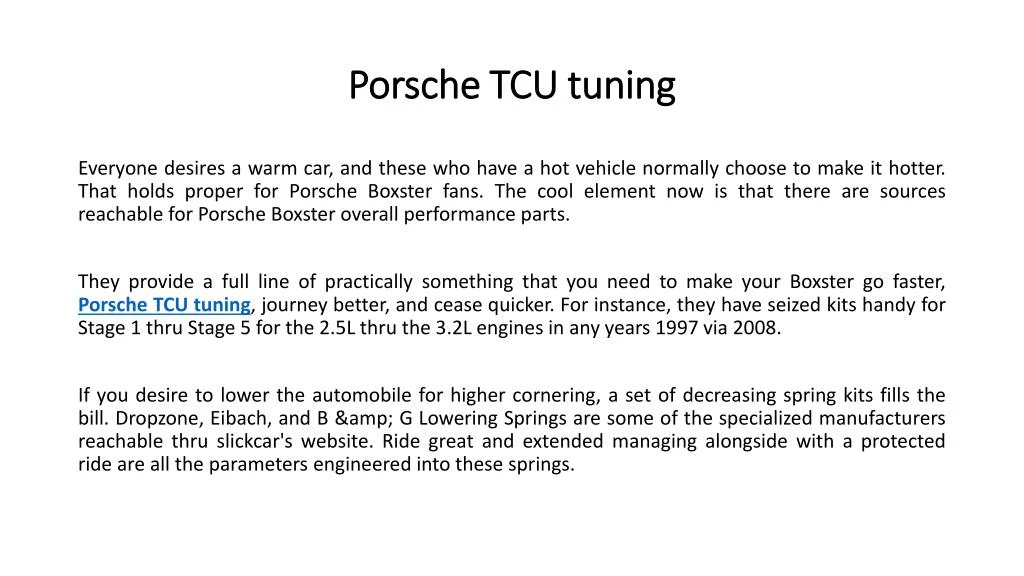 porsche tcu tuning