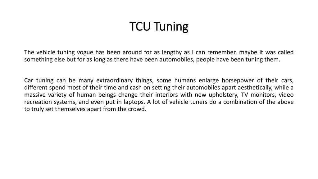 tcu tuning