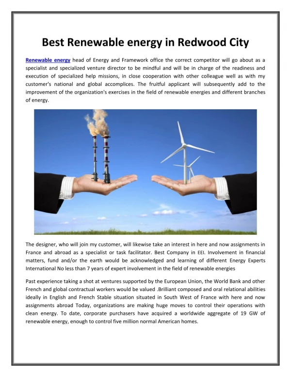 Best Renewable energy in Redwood City