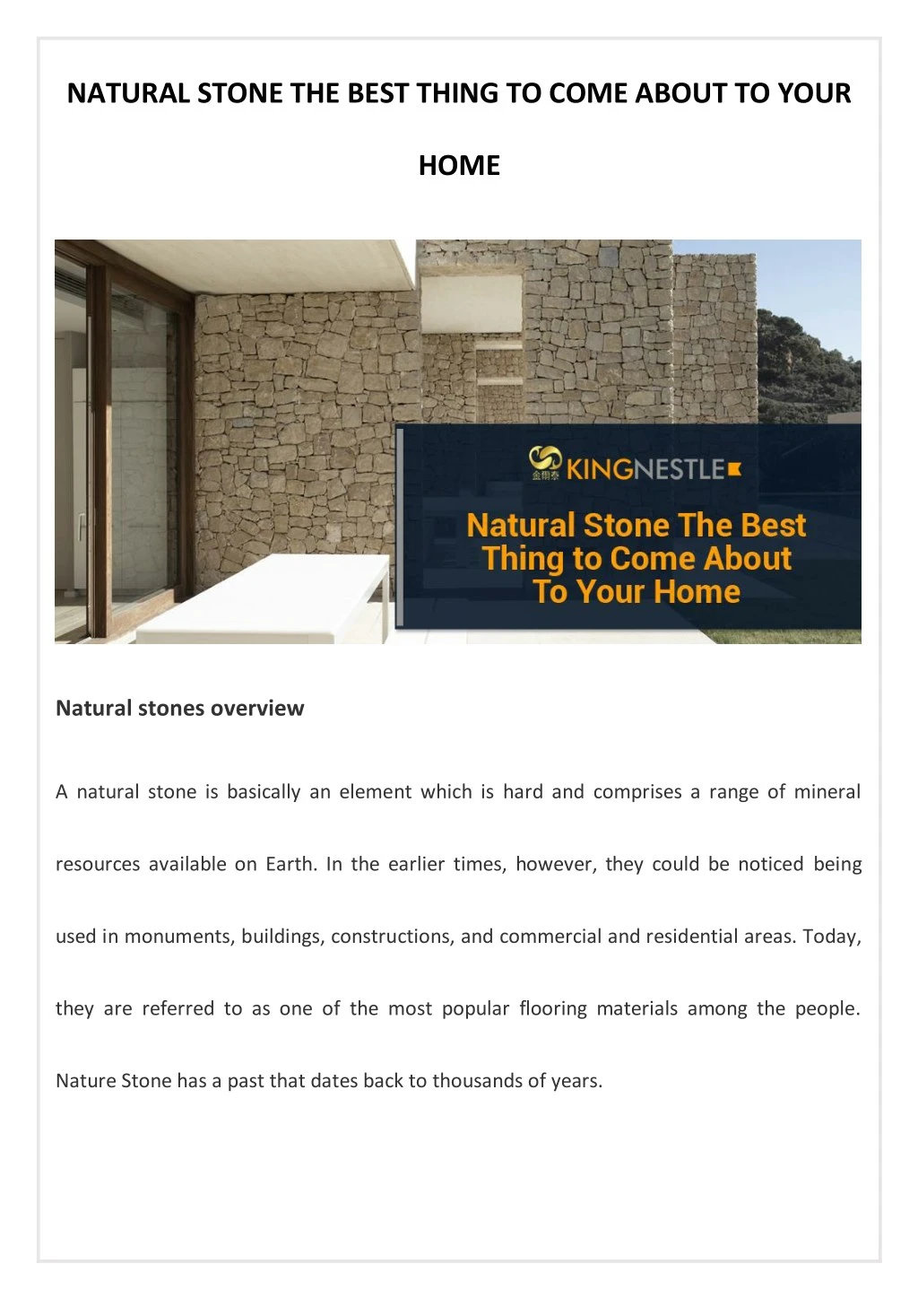 natural stone the best thing to come about to your