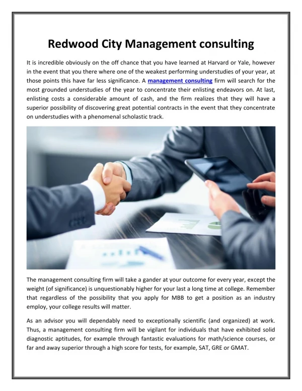 Redwood City Management consulting