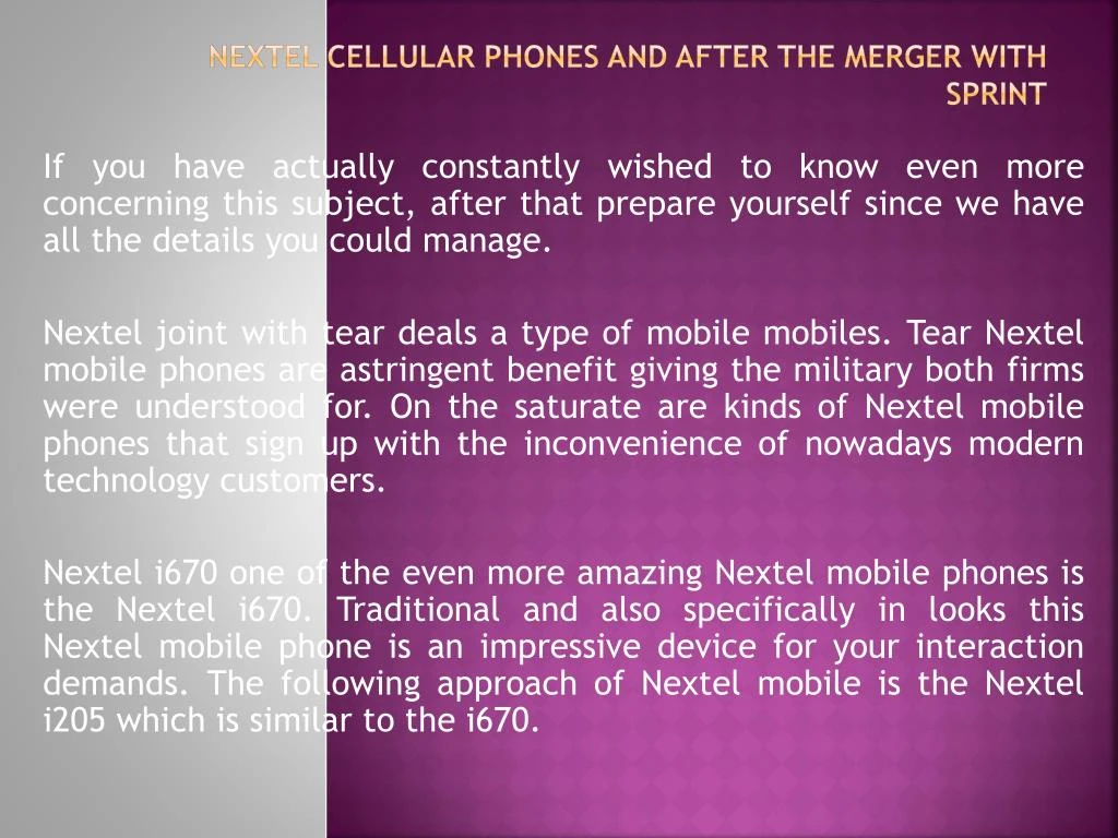 nextel cellular phones and after the merger with sprint
