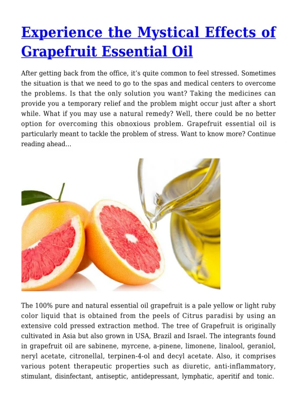 Experience the Mystical Effects of Grapefruit Essential Oil