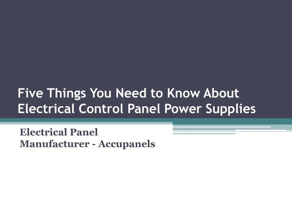 five things you need to know about electrical control panel power supplies